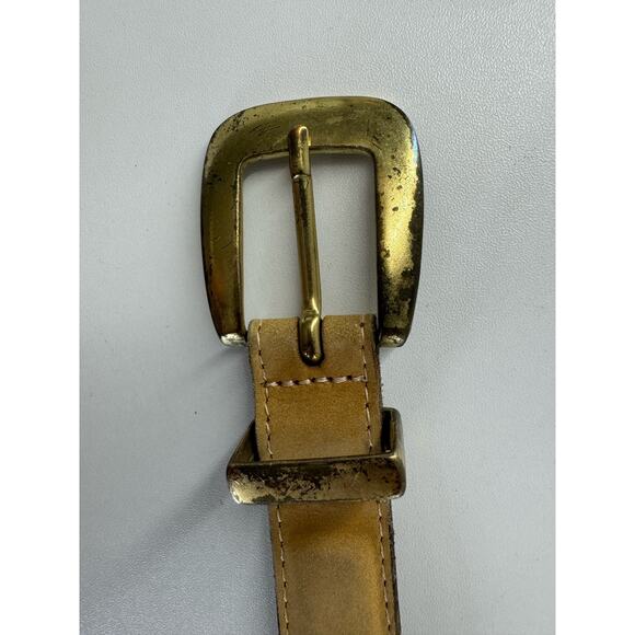 Vintage Y2K 90s Fossil Leather Patchwork Belt Brass Buckle Size Small - Picture 5 of 7